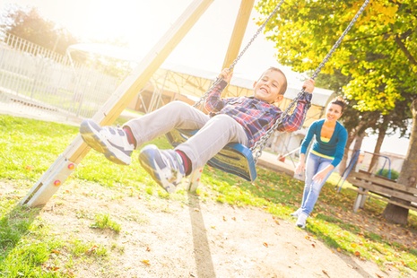 Child on play structure