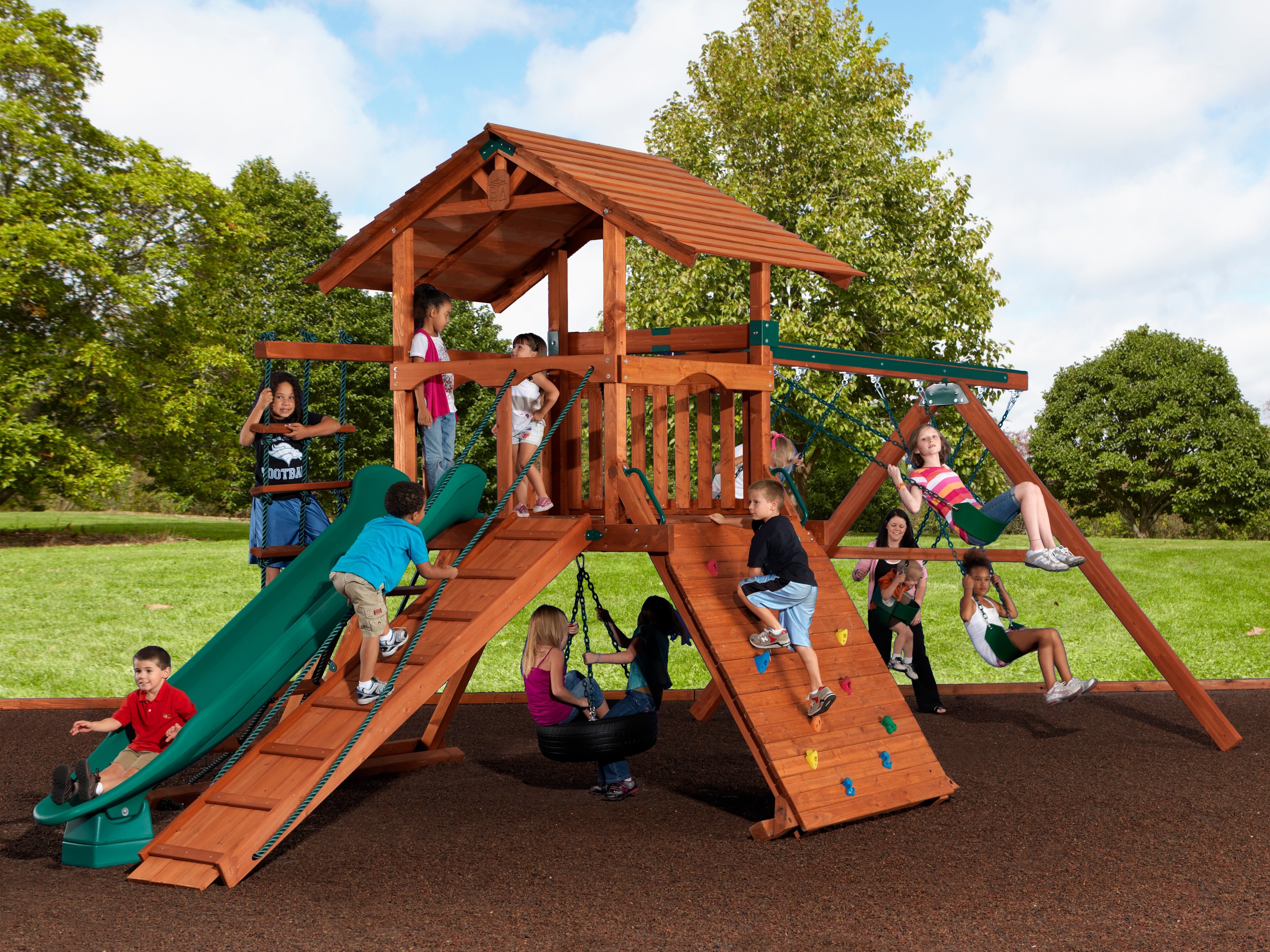 Backyard Adventures Idaho Playset Mountaineer 3 wooden playground installed